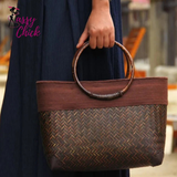 Rattan Weave Wooden Handbag Sassy Chick Logo