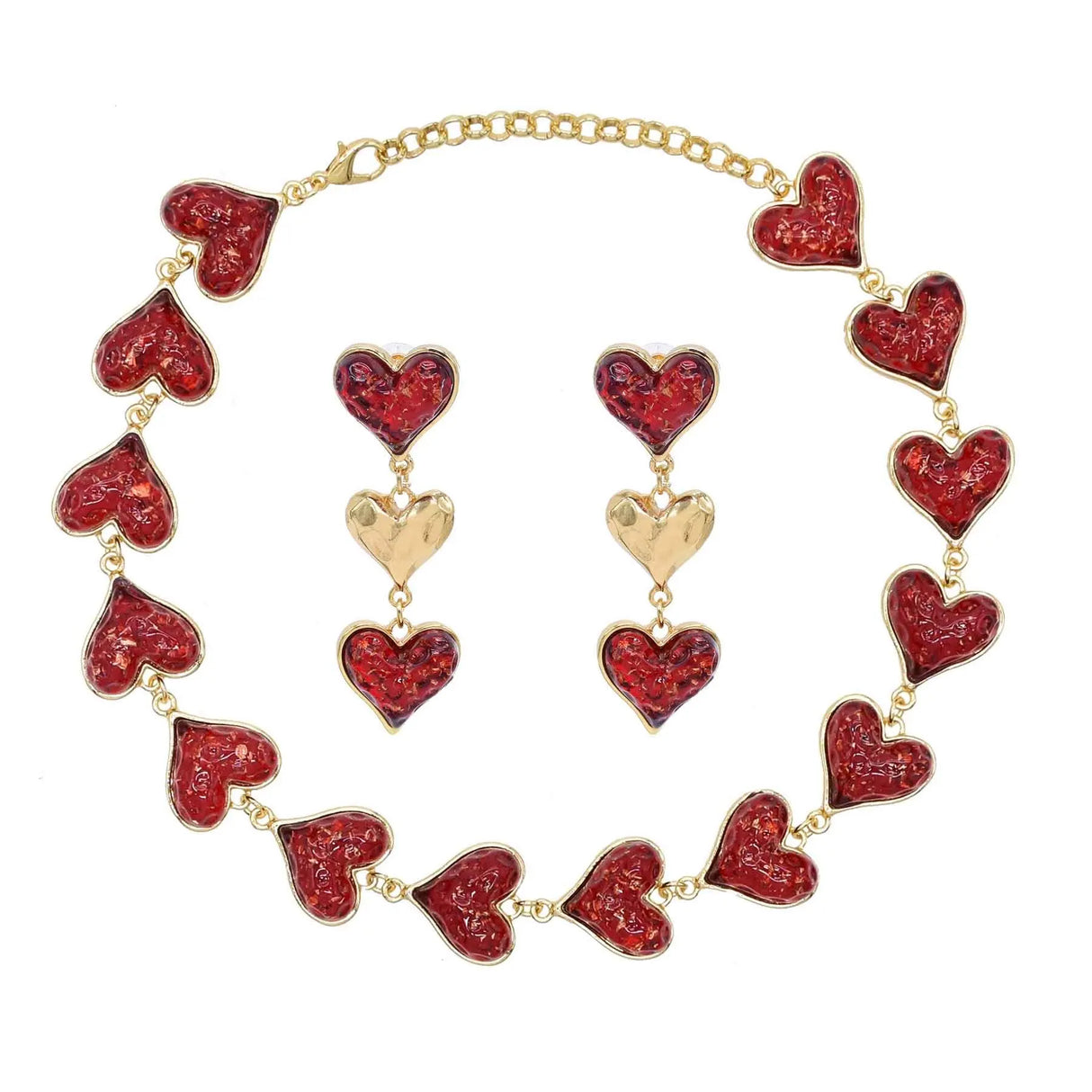 Red Acrylic Crystal Heart Jewelry Accessories Set