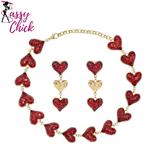 Red Acrylic Crystal Heart Jewelry Accessories Set Sassy Chick Logo