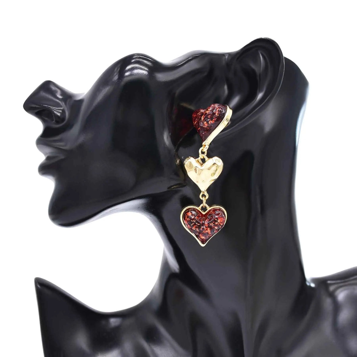 Red Acrylic Crystal Heart Jewelry Accessories Set