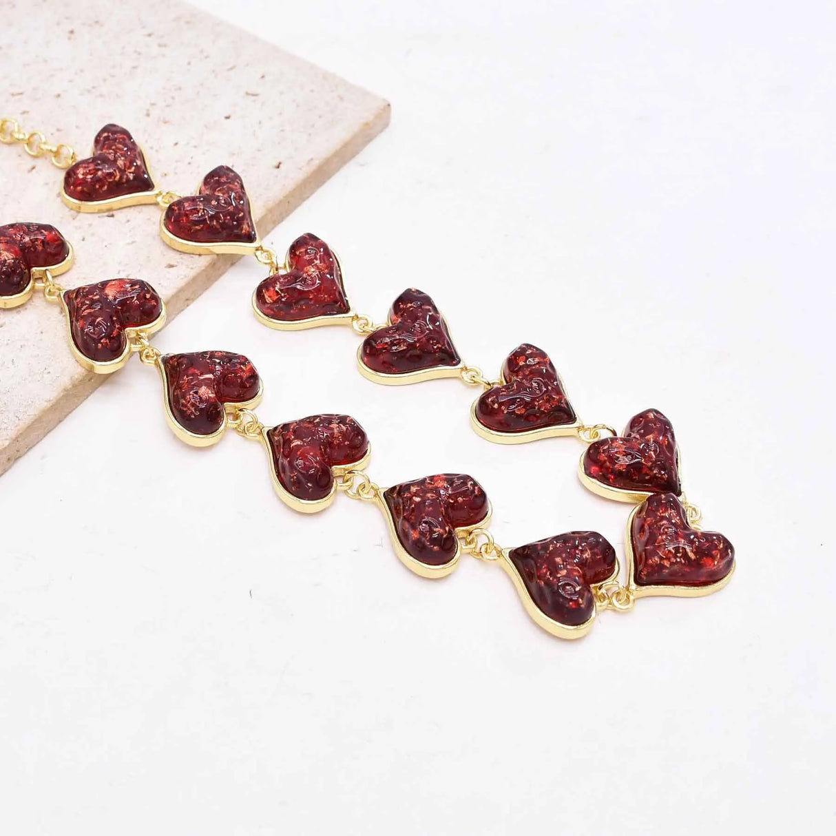 Red Acrylic Crystal Heart Jewelry Accessories Set