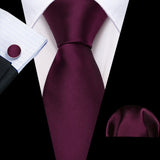 solid dark red necktie set