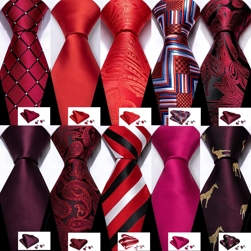 collection of red necktie sets