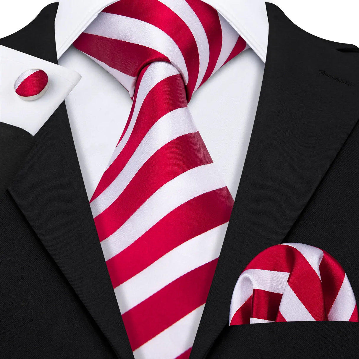 red white stripe pattern necktie set