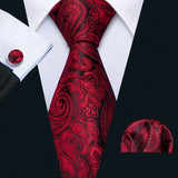 red black floral pattern necktie set