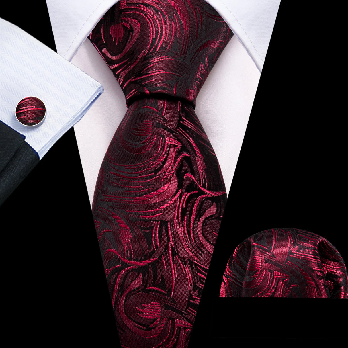 dark red necktie set