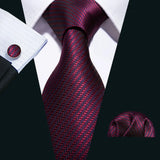 dark red geometric pattern necktie set