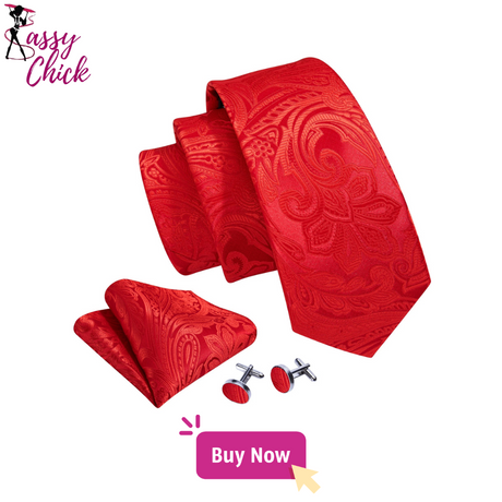 red flower patter necktie set sassy chick logo