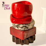 Red Grey White Blurred Geometric Irregular Resin Bracelet Sassy Chick Logo