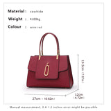 size of Red High-Quality Cowhide Women's Handbag