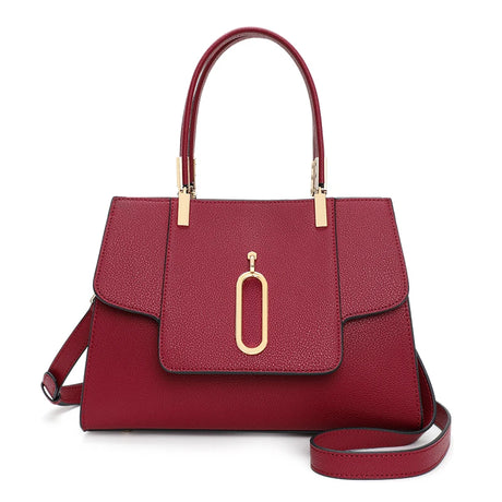 Red High-Quality Cowhide Women's Handbag