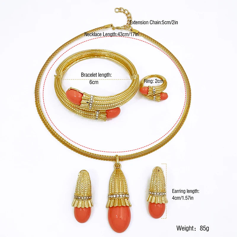 size of Red Opal Pendant Necklace Set