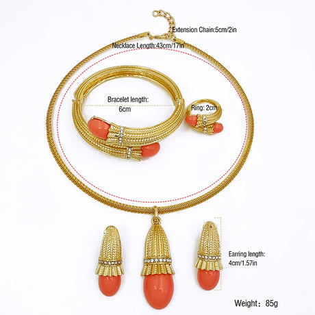 size of Red Opal Pendant Necklace Set