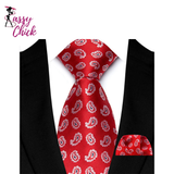 Red Pocket Square Woven Hanky Ties Set Sassy Chick Logo