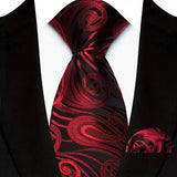 Red Pocket Square Woven Hanky Ties Set