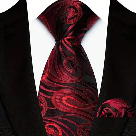 Red Pocket Square Woven Hanky Ties Set