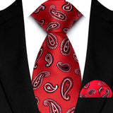 Red Pocket Square Woven Hanky Ties Set