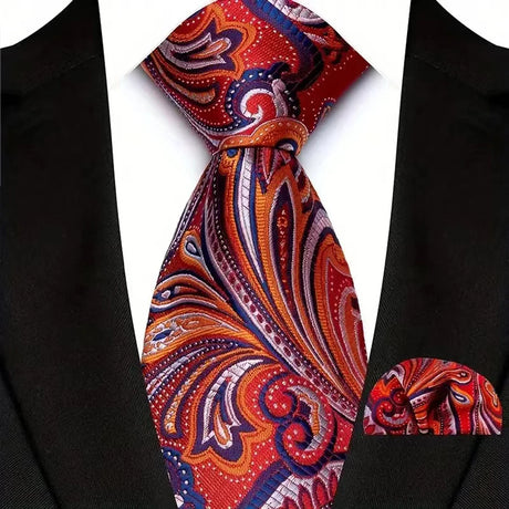 Red Pocket Square Woven Hanky Ties Set