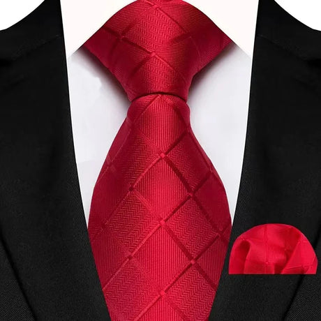 Red Pocket Square Woven Hanky Ties Set