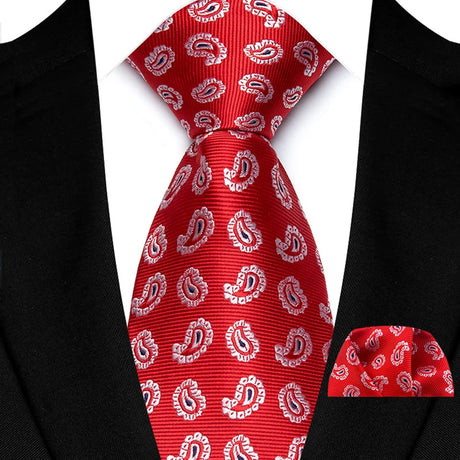 Red Pocket Square Woven Hanky Ties Set
