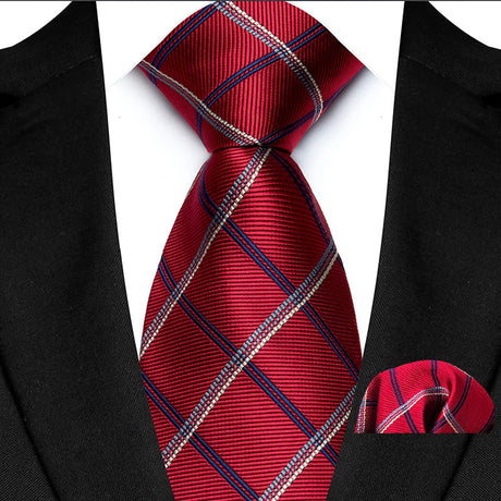 Red Pocket Square Woven Hanky Ties Set