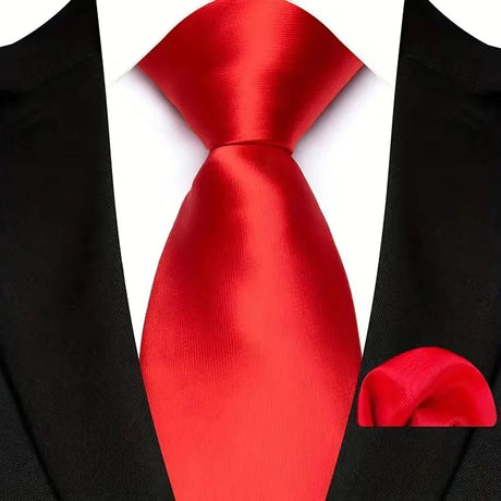 Red Pocket Square Woven Hanky Ties Set