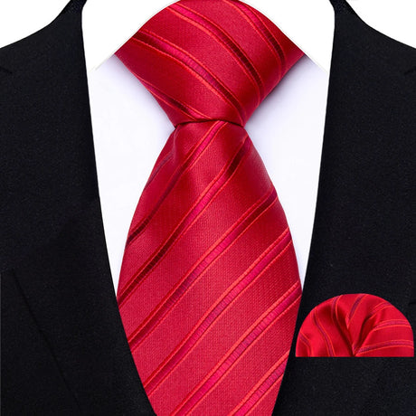 Red Pocket Square Woven Hanky Ties Set