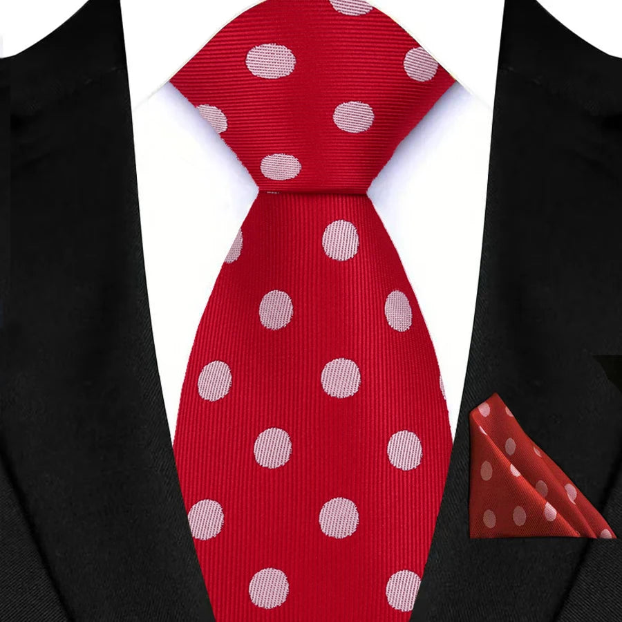 Red Pocket Square Woven Hanky Ties Set