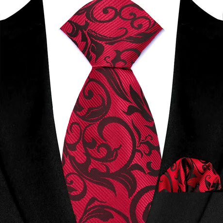 Red Pocket Square Woven Hanky Ties Set