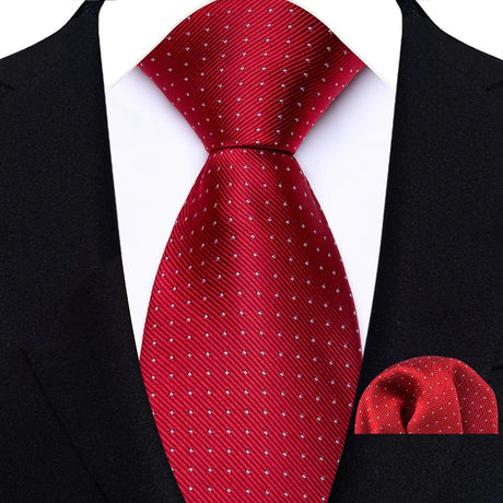 Red Pocket Square Woven Hanky Ties Set