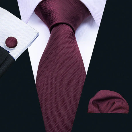 Red Rose Silk Pocket Square Cufflinks Set Men's Tie