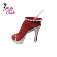 red silver stiletto tumber cup with sassy chich logo