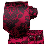 Red Striped Paisley Solid Hanky Cufflink  Tie For Men