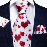 Red Striped Paisley Solid Hanky Cufflink  Tie For Men