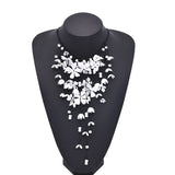 White Red White Black Alloy Flower Pendant Necklace