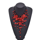 Red White Black Alloy Flower Pendant Necklace