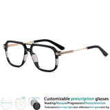 Black Resin Square Spring Hinge Anti Blue Light Eyeglass