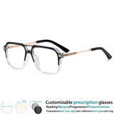 Black White Resin Square Spring Hinge Anti Blue Light Eyeglass