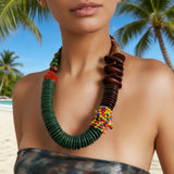 Model Using Retro Acrylic Beaded Handmade Necklace