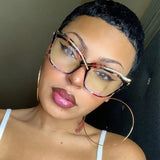 Model Using Retro Anti Blue Light Computer Eyeglass