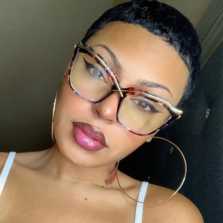 Model Using Retro Anti Blue Light Computer Eyeglass