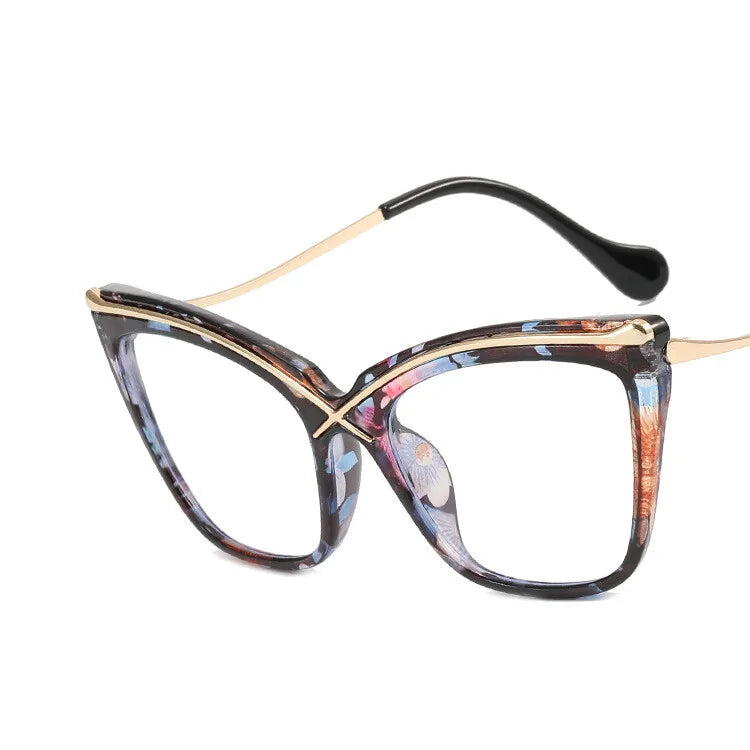 Black Multicolor Retro Anti Blue Light Computer Eyeglass