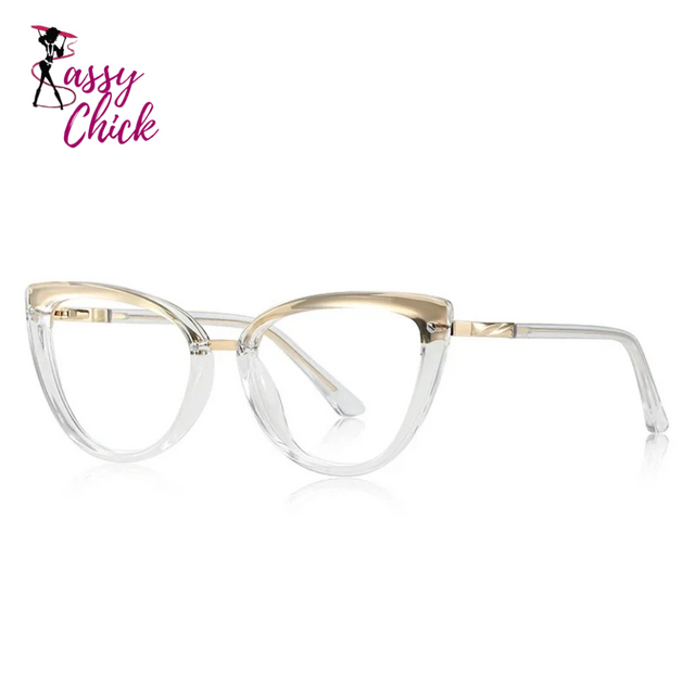 Retro Cat Eye Myopia Photochromic Eyeglasses Sassy Chick Logo