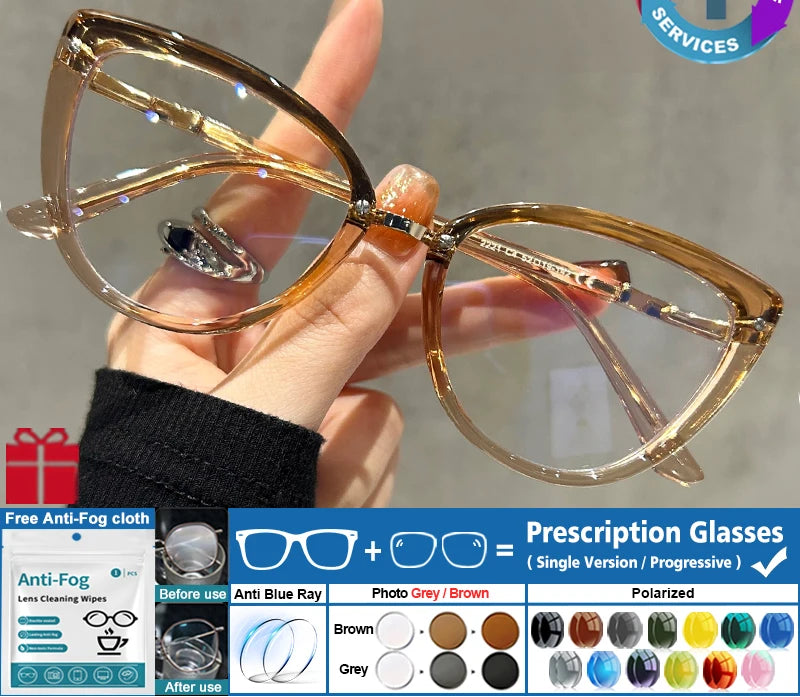 Retro Cat Eye Myopia Photochromic Eyeglasses