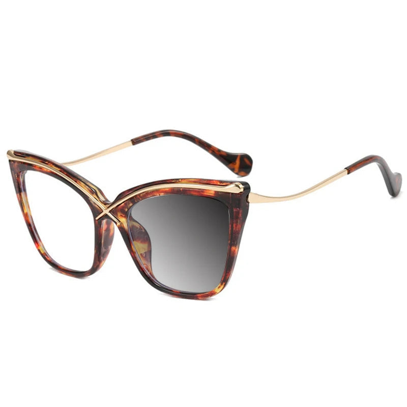 Retro Cat Eye Photochromic Anti Blue Light Glasses leopard