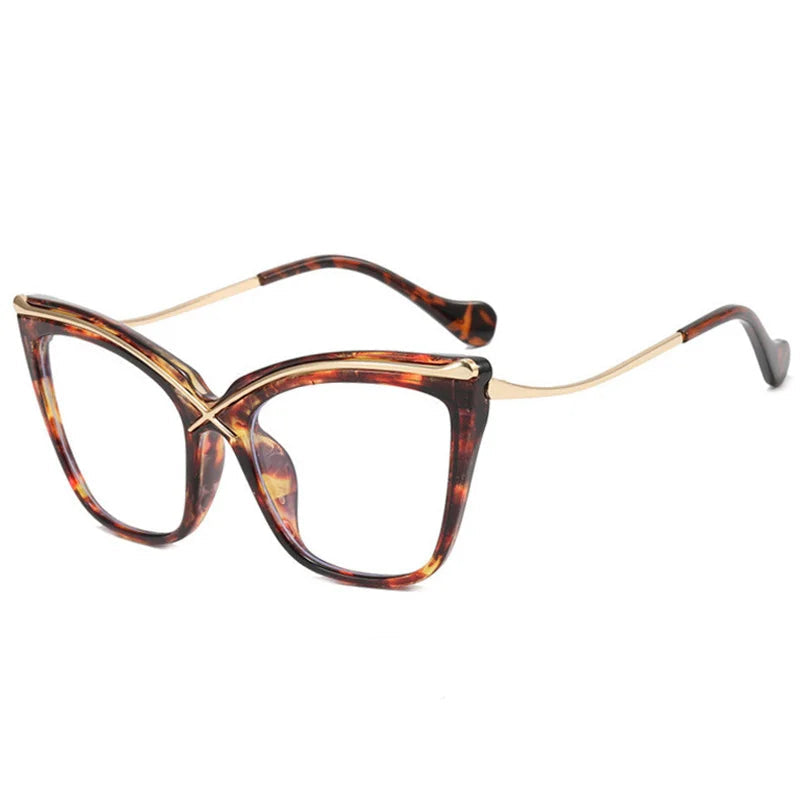 Retro Cat Eye Photochromic Anti Blue Light Glasses leopard