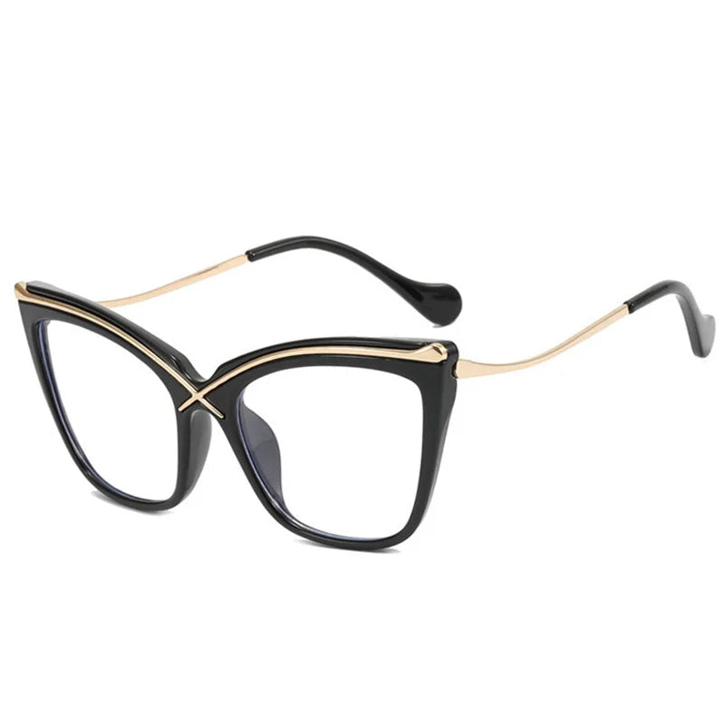 Retro Cat Eye Photochromic Anti Blue Light Glasses black