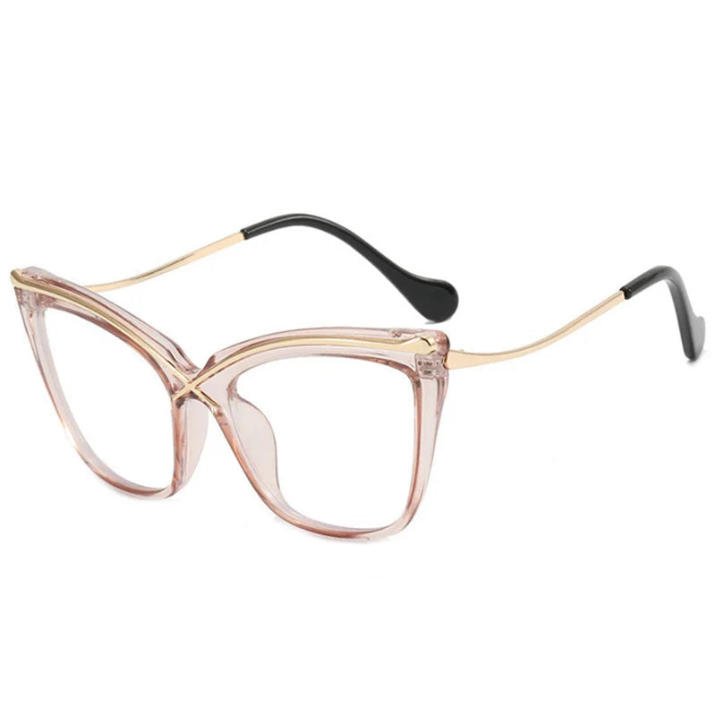 Retro Cat Eye Photochromic Anti Blue Light Glasses tea