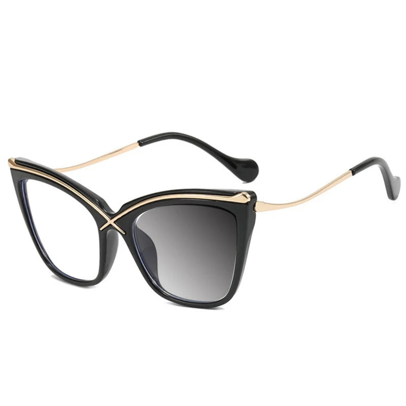 Retro Cat Eye Photochromic Anti Blue Light Glasses black