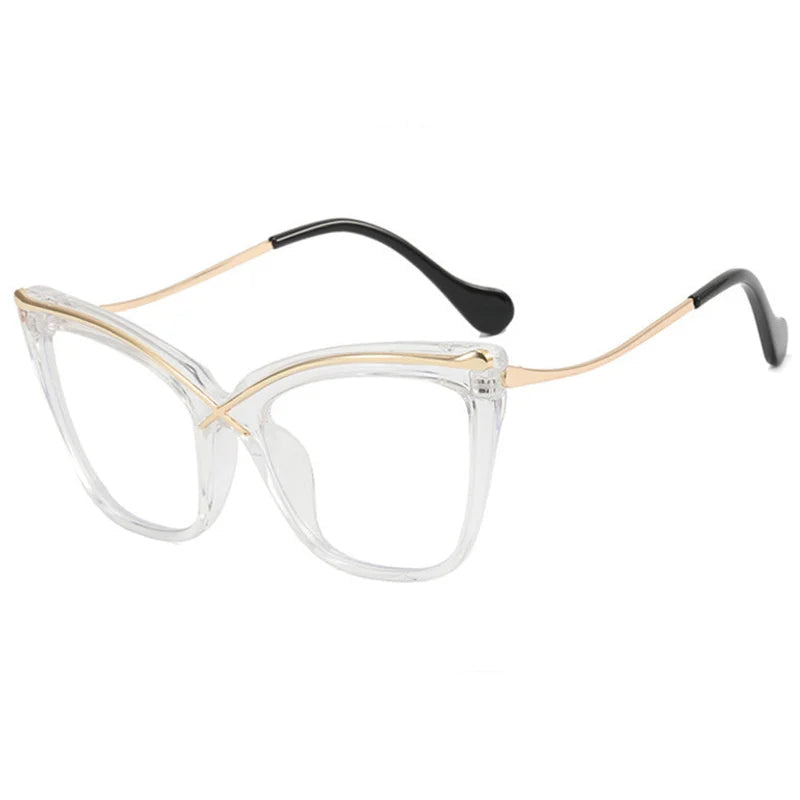 Retro Cat Eye Photochromic Anti Blue Light Glasses transparent 